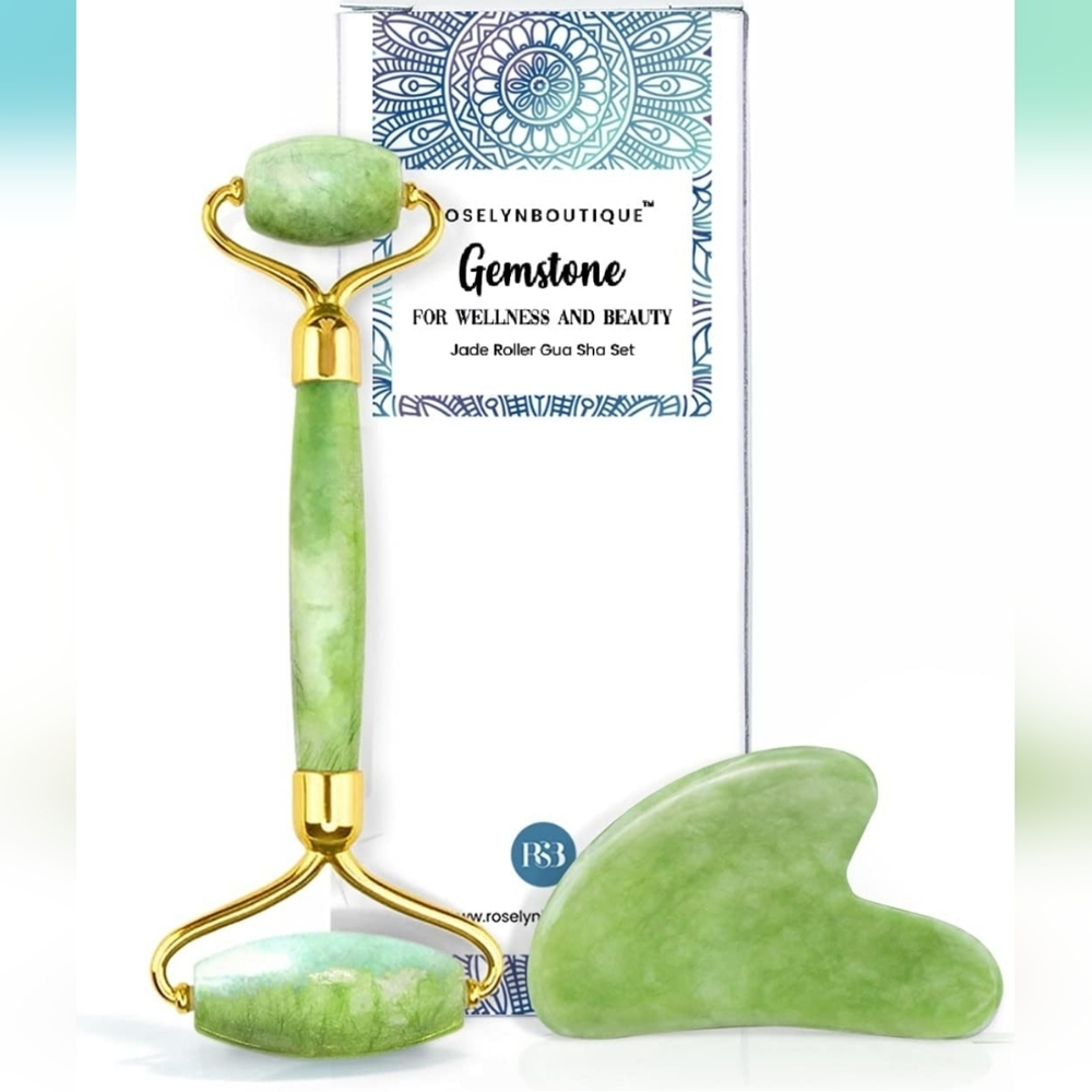 Gua Sha Facial Tool & Jade Roller Set for Skin Care